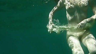 Hot babes in the sea lonely naked