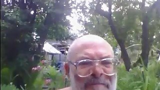 Naked Russian Step daddy Outdoors