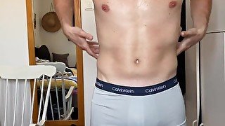 Handsome guy watching porn and cumming all over his boxers - dickythedj