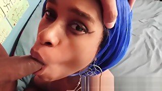 Rough Blowjob For Ebony teen 18+ Step Daughter Face Fucking POV