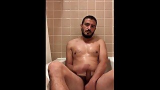 big cock latino pissing, fingering and cuming