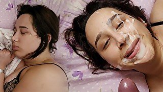 I woke up this teen with a lot of cum on her face!