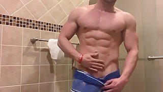 Jacked Alpha Male Flexes in Just Towel