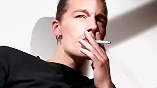 Chain smoking homosexual Jony passionately masturbates solo