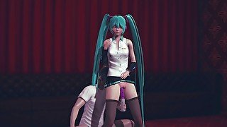 Miku fucked with a vibrator until she cummed