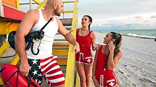 Horny Lifeguards Share A Cock Video With JMac, MacKenzie Mace, Kylie Rocket - Brazzers