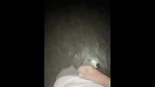 Jerking off on a public beach