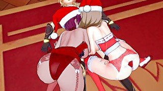 Genshin Impact hentai 3D /Christmas special!/ Lisa And Rosaria Threesome