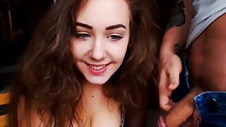 Eighteen years old honey shows off her dick sucking skills