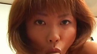 Fuck hungry Asian redhead Kyouka Usami got her hairy cunt fucked hard after solid blowjob