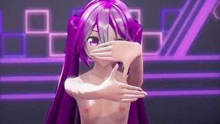 Hatsune Miku Hentai Cynical Night Plan Undress Dance Small Tits MMD 3D Purple Hair Color Edit Smixix