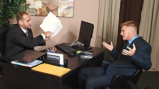 Office men provide intense anal moments over the desk