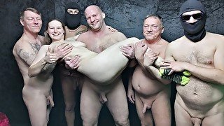 Six Dicks for Nadine - Real Amateur Gang Bang with Hairy Pussy Creampi