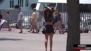 Shameless 19yo whipped outdoor at public place by BDSM fem