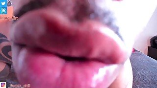 Sexy BBC teases lips and tongue on web cam