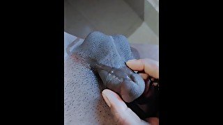 Tiny clitty sissy shemale masturbate and cum like water