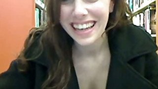 Perpetually naughty webcam slut is using her vibrator in the library