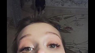 beautiful girl sucks a big fat dick, drool