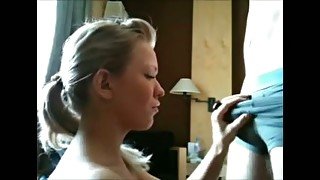 Blonde Russian teen receives big facial cumshot