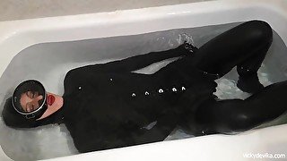 Bath Tub Underwater Breathplay in Latex Part 2 - Vintage