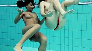 Two hot beauties from Russia in Czech pool