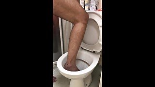 Foot in toilet and flush my foot (feet in toilet)