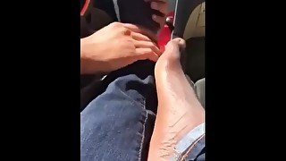 Tongue massaging sweaty hammertoes