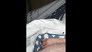 Step mom hand slip under blanket making step son cum on her hands