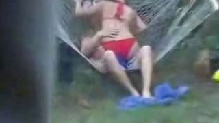 Fantastic sex action in hammock