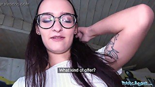 Czech hottie with natural tits gets fucked in public by a stranger after a sloppy BJ