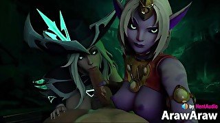 Miss Fortune & Soraka Blowjob (with sound) 3d animation ASMR hentai League of Legends bj