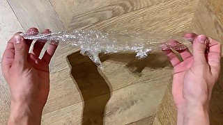 ASMR crumpling transparent paper