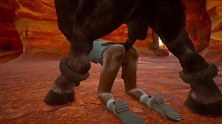 Minotaur fucks archaeologist's ass hard 3D