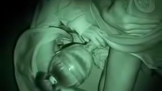 Cute blonde gives night vision blowjob