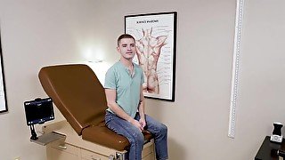 The hung doctor uses ultrasound to show his bare dick in boy