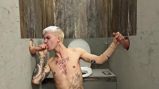 Caught up jerking off erect dicks in the toilet - 257