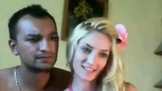 Sexy blonde girlfriend rides a hard cock on the webcam