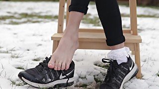 Dangling Socks + Bare Feet + Sneakers