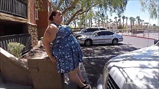 SSBBW stuggles walking to car