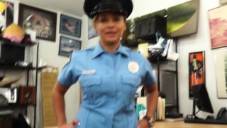 Real cop flashes her tits to pawnbroker for cash