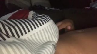 Black teen jerks off and leaks load