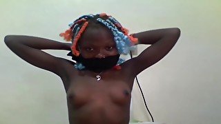 Dumb African Slut Ties Herself Up