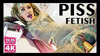 alternative TATTOO model solo PISS action - ANAL toy masturbation, pee fetish, dreads - PissVids