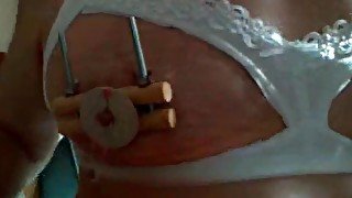 self nipple torture in some lingerie