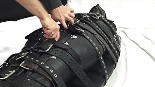 Restrained With 20 Belts In Heavy Leather