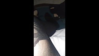 Man in pantyhose collections and high heels anal fisting his ass until cumming hard