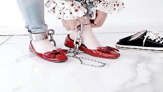 Chinese Girl Trying Legcuffs