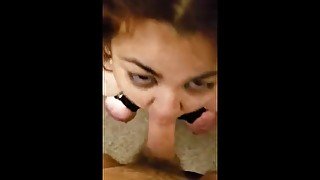 Sucking Daddy's dick, sweet girl.