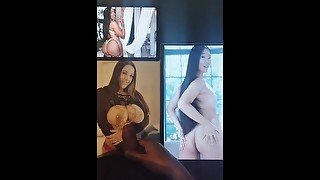 jerked off and cummed on ANGELA WHITE'S huge tits with LIA LOVELY and KATANA at side