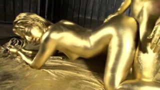 Lovely Japanese teen gets painted in gold and fucked hard